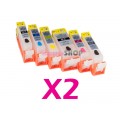 ПЗК NON-Stop с чипами для принтеров Canon PIXMA MG6140, MG8140, MG6240, MG8240. 2 комплекта по 6 штук