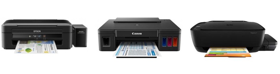 Сравнение принтеров Epson L382, Canon PIXMA G3400 и HP DeskJet GT 5810